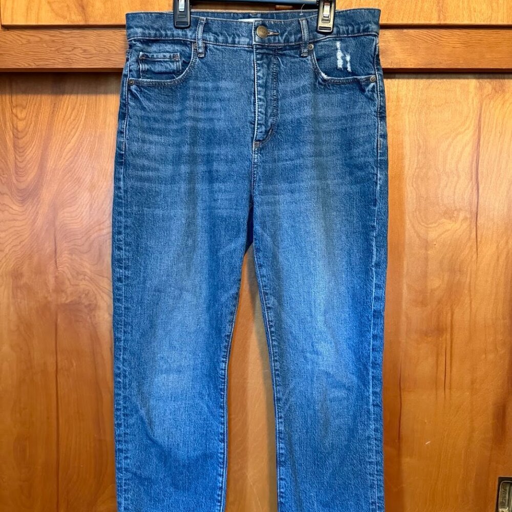 LOFT Jeans High-Waist Straight Crop with Frayed Hem